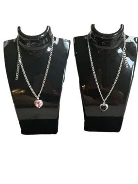 Silver Tone Heart Necklaces Two